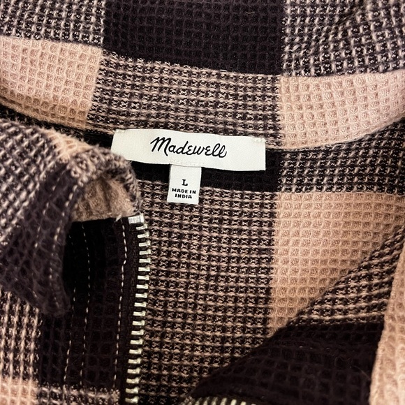 MADEWELL Waffle Knit Thick Cotton Half Zip Collared Pullover Sweater - Large - Picture 7 of 9